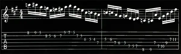 tablatura lick para guitarra no modo mixolídio